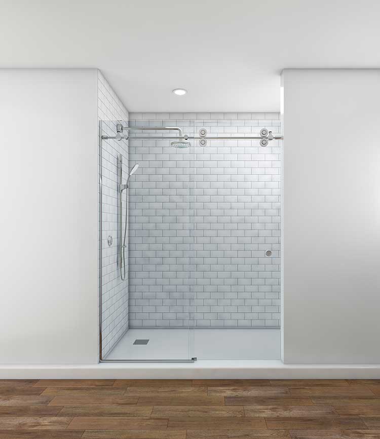 Empire sliding door — U-channel mount, Chrome