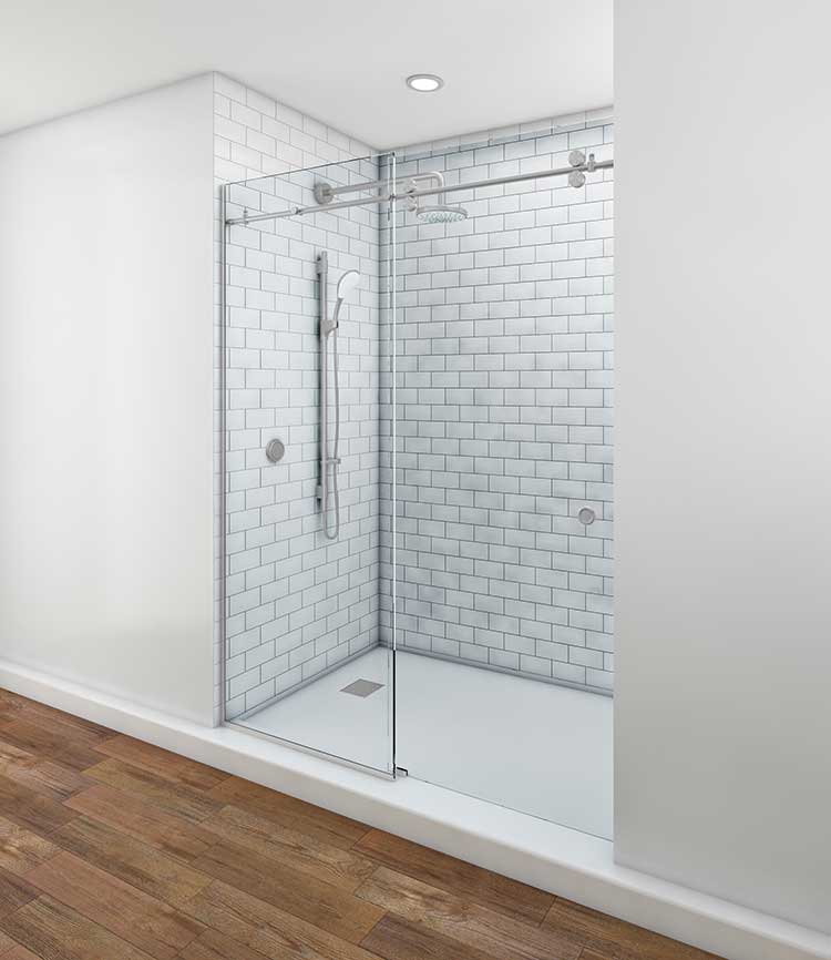 Skyline sliding door — U-channel mount, Brushed Stainless