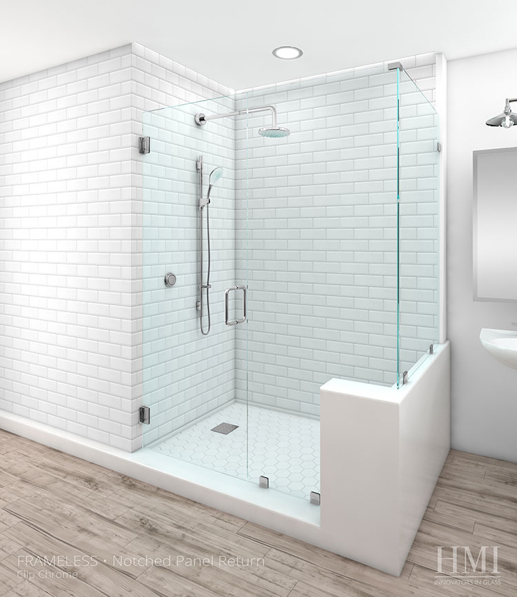 Door & Notched Panel & Return — Chrome Finish