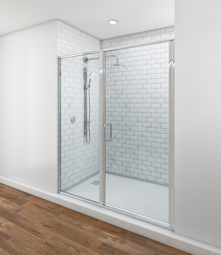 Classic swing door — Door with in-line panel, Chrome